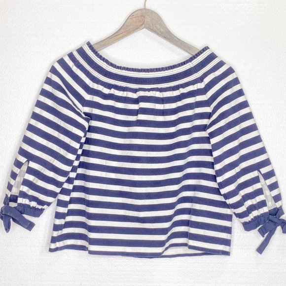 J. CREW Off the Shoulder Shirt Stripes Tie Sleeves - Picture 9 of 9